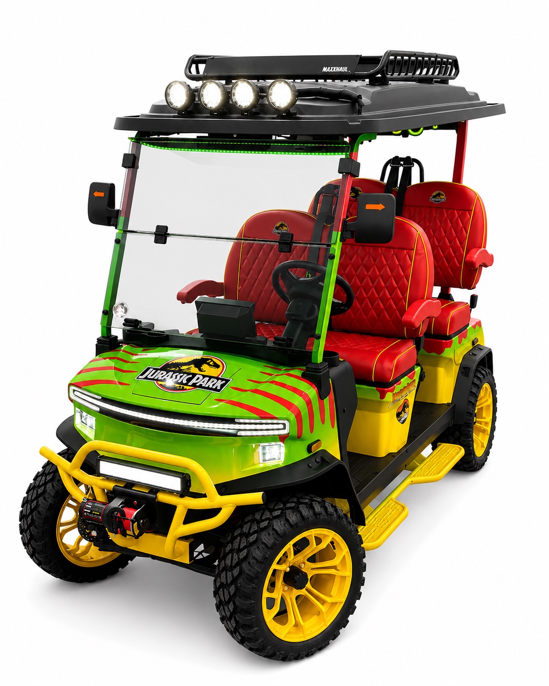Jurassic Park-themed golf cart picture vehicle at Silver Sail Studios