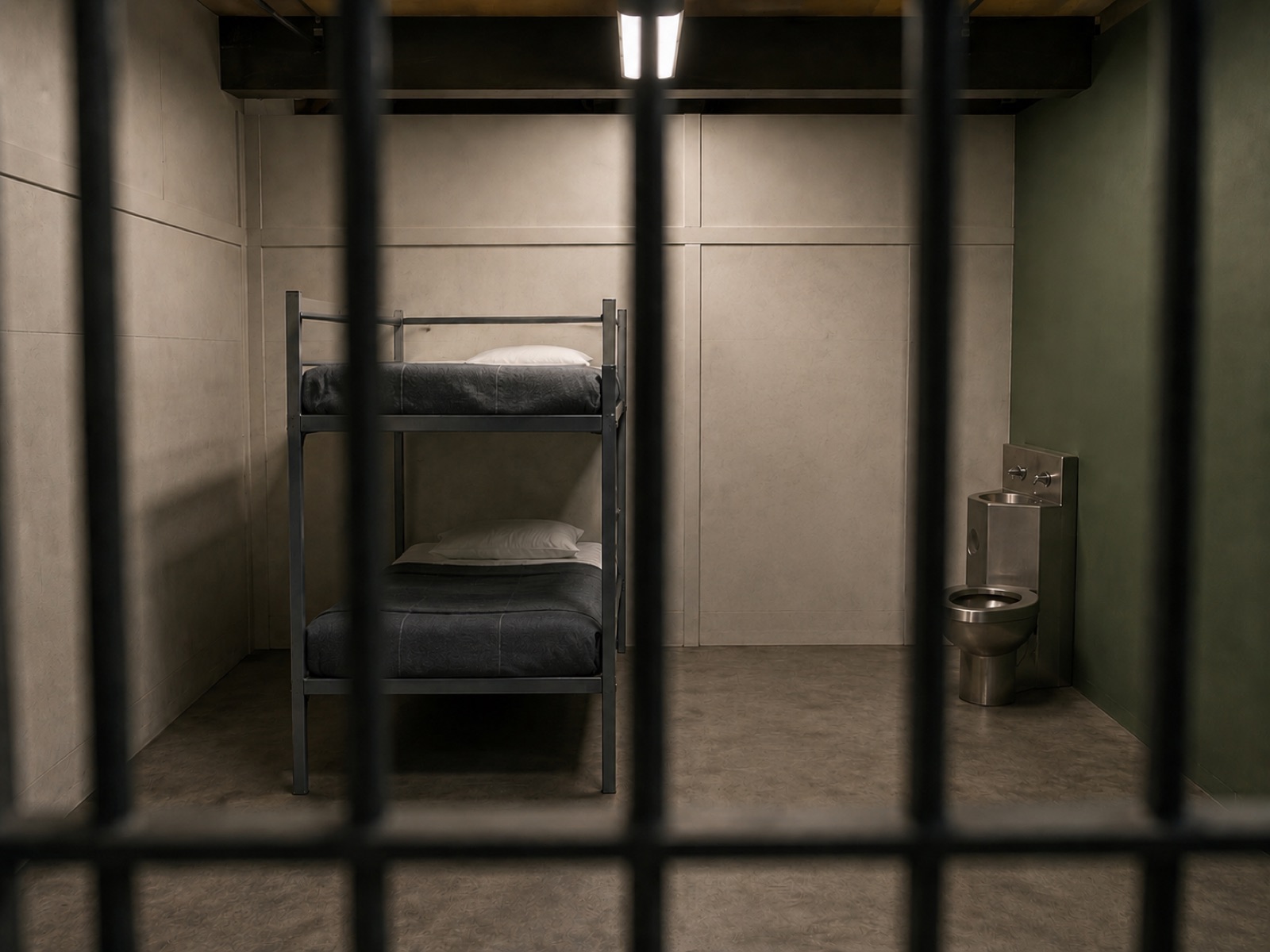 A prison cell standing set at Silver Sail Studios
