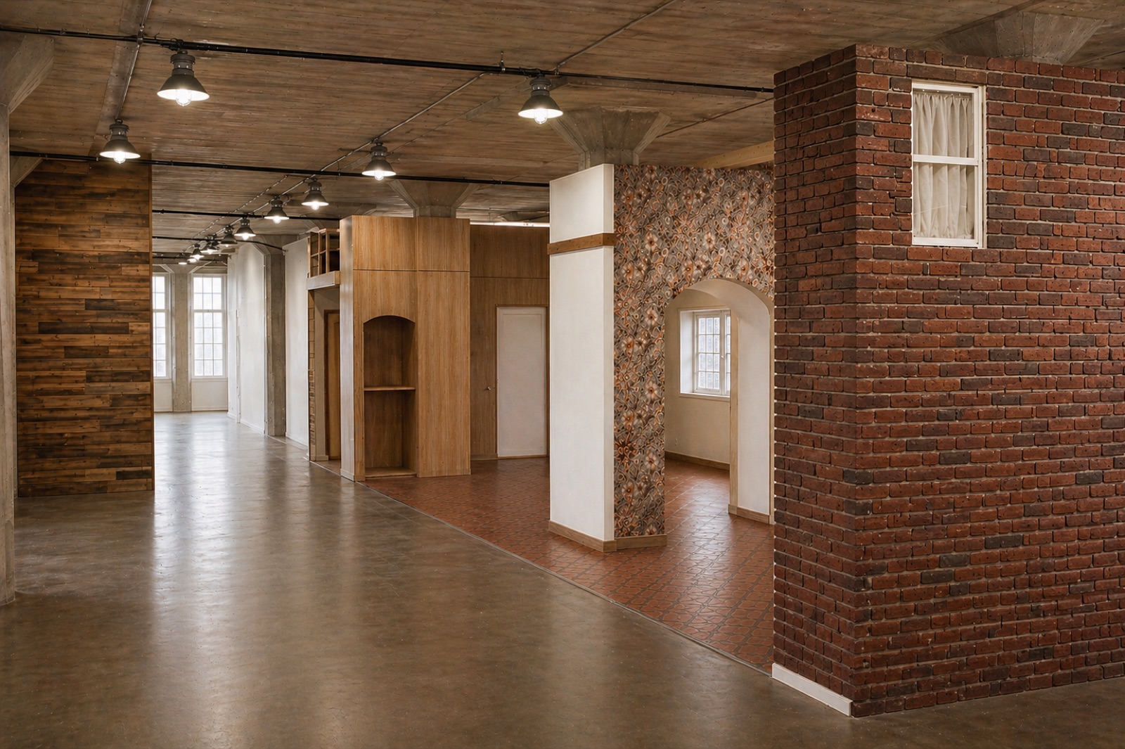 Standing sets built out on the studio floor at Silver Sail Studios